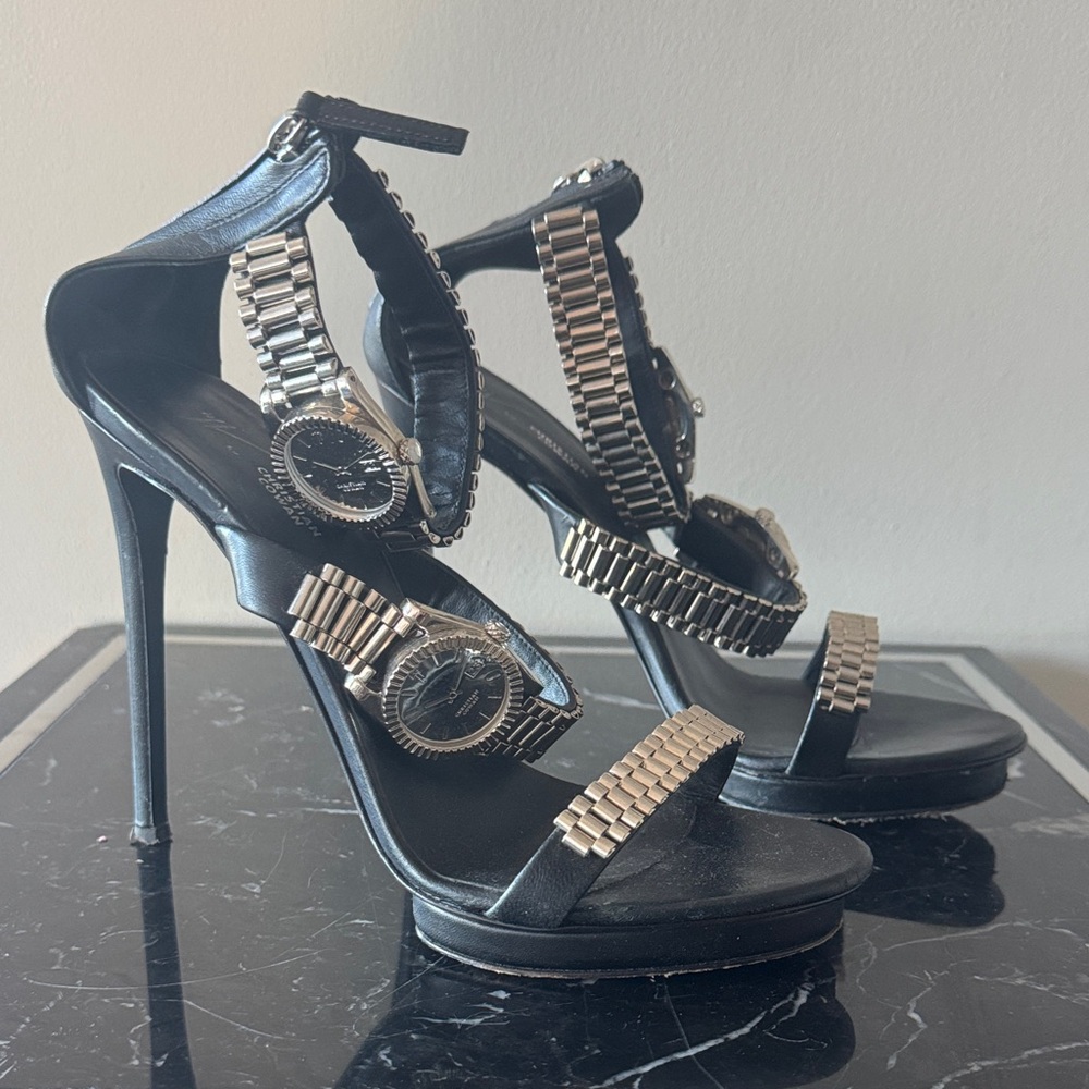 Giuseppe Zanotti Christian Cowan Black ROLEX WATCH heels 39 RARE! - Picture 4 of 7